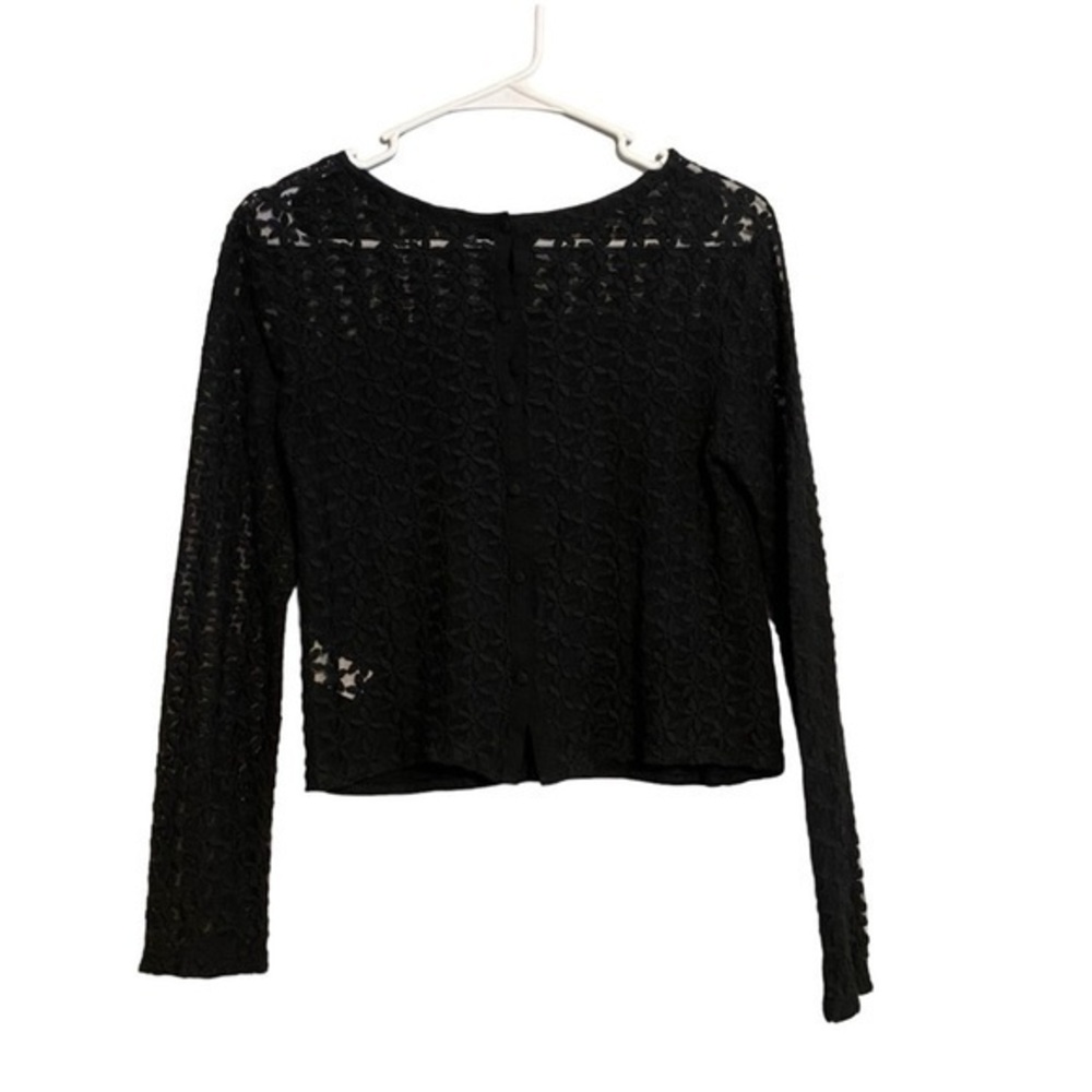 🌷Ambiance Black Sheer Floral Lace Long Sleeve with Button Back